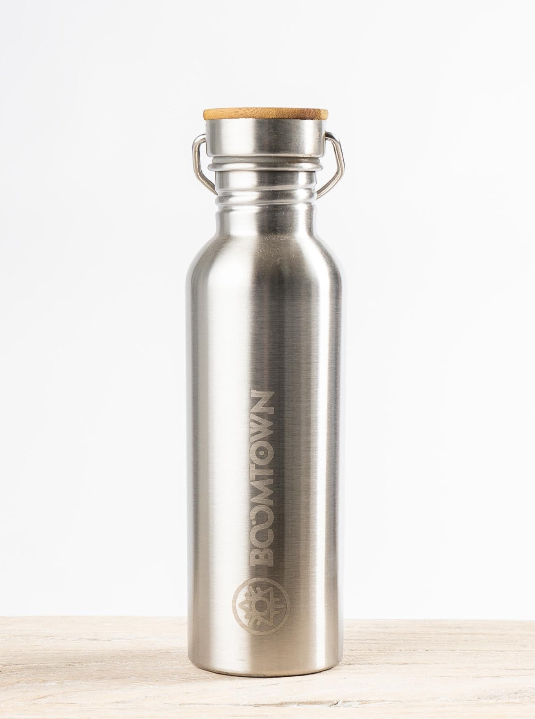 Boomtown Stainless Steel Wooden Lid Water Bottle